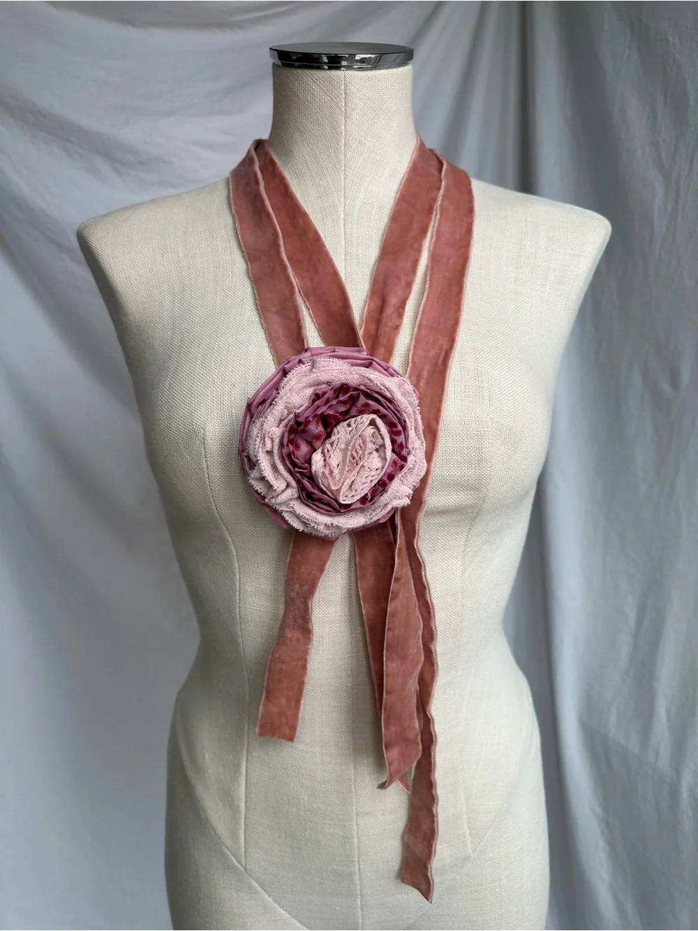 LoveShackFancy Hoffman Rivia Rose Velvet Cotton Belt O/S
